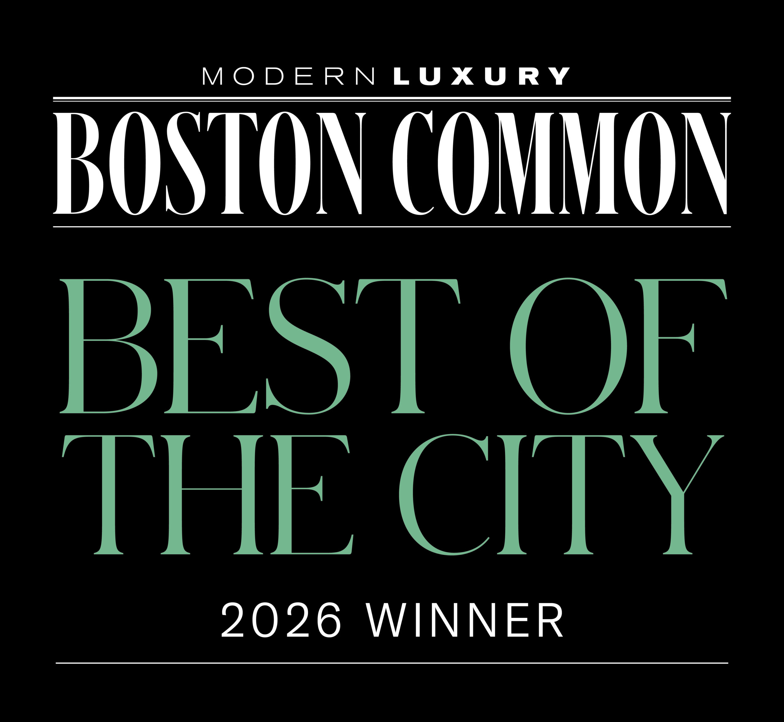 BOSTON COMMON BEST OF THE CITY 2026 WINNER