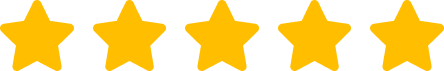 Five gold stars in a row representing a perfect five-star rating for JP Dental.